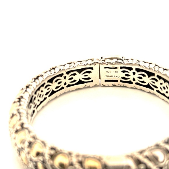 Jai 18K yellow gold and 925 Sterling silver hinged bangle bracelet - Picture 3 of 10